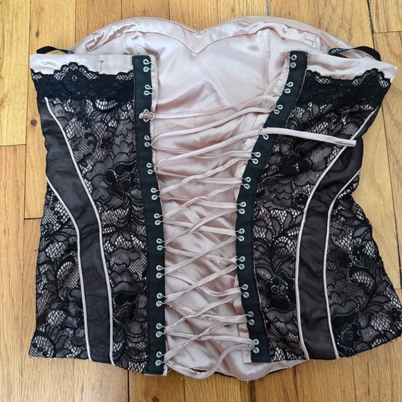 bebe Champagne & Black Lace Corset Bustier Top XS - Picture 4 of 6